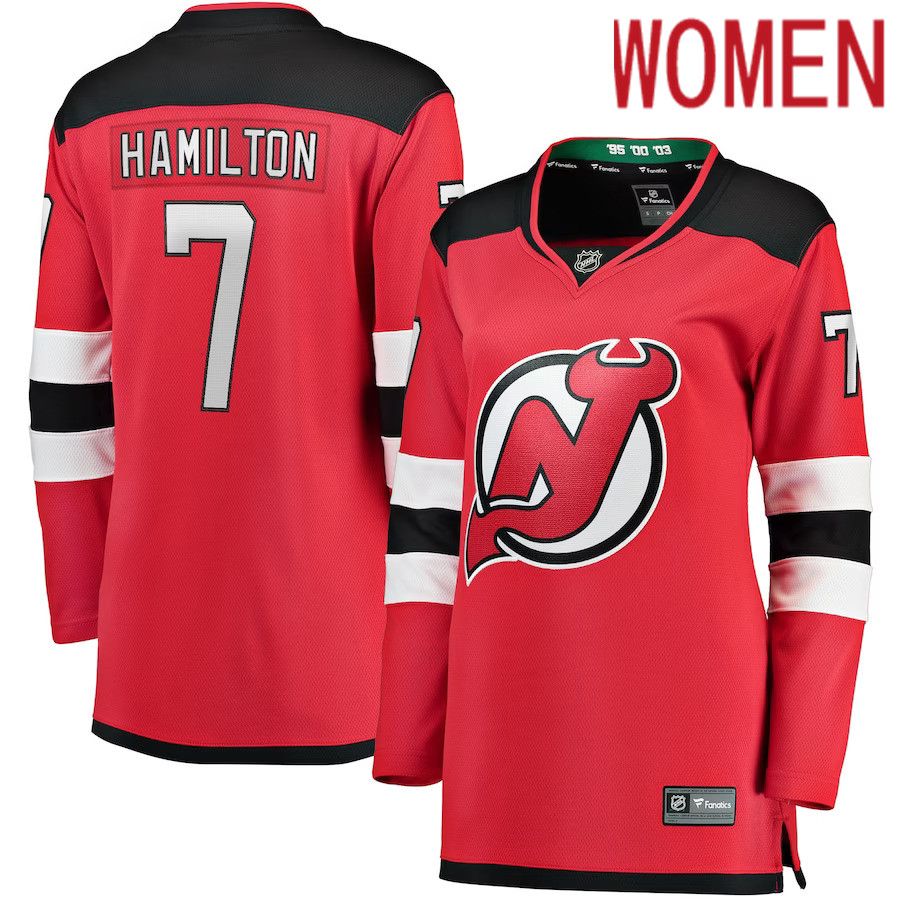 Women New Jersey Devils 7 Dougie Hamilton Fanatics Branded Red Breakaway Player NHL Jersey